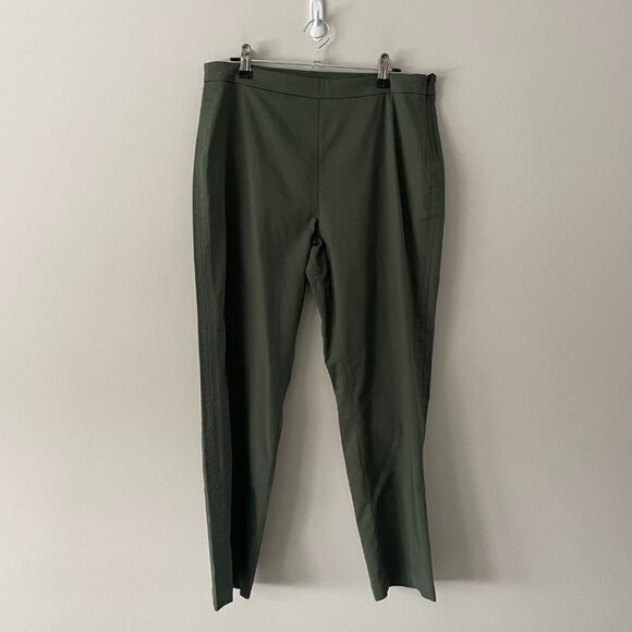 Kit And Ace Mid Rise Straight Leg Flat Front Casual Trouser Pants Army Green 10 - Picture 2 of 9